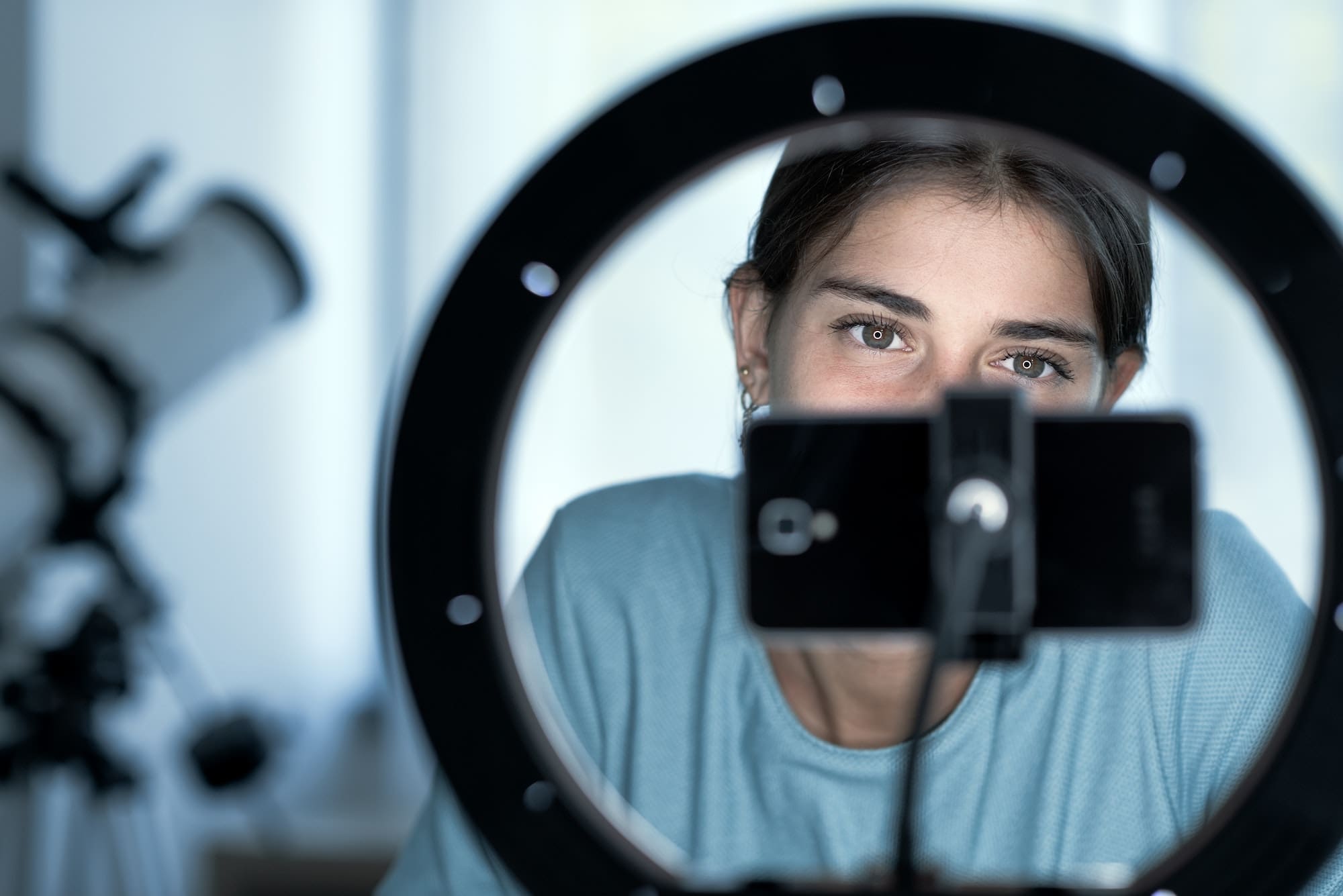 Influencer shooting videos for her followers on social media
